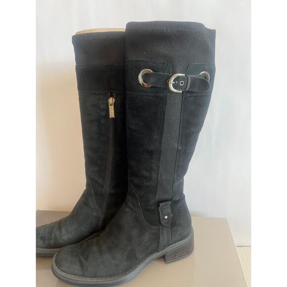 Aquatalia by Marvin K black suede tall riding boots Size 71/2 with Box - Picture 3 of 15